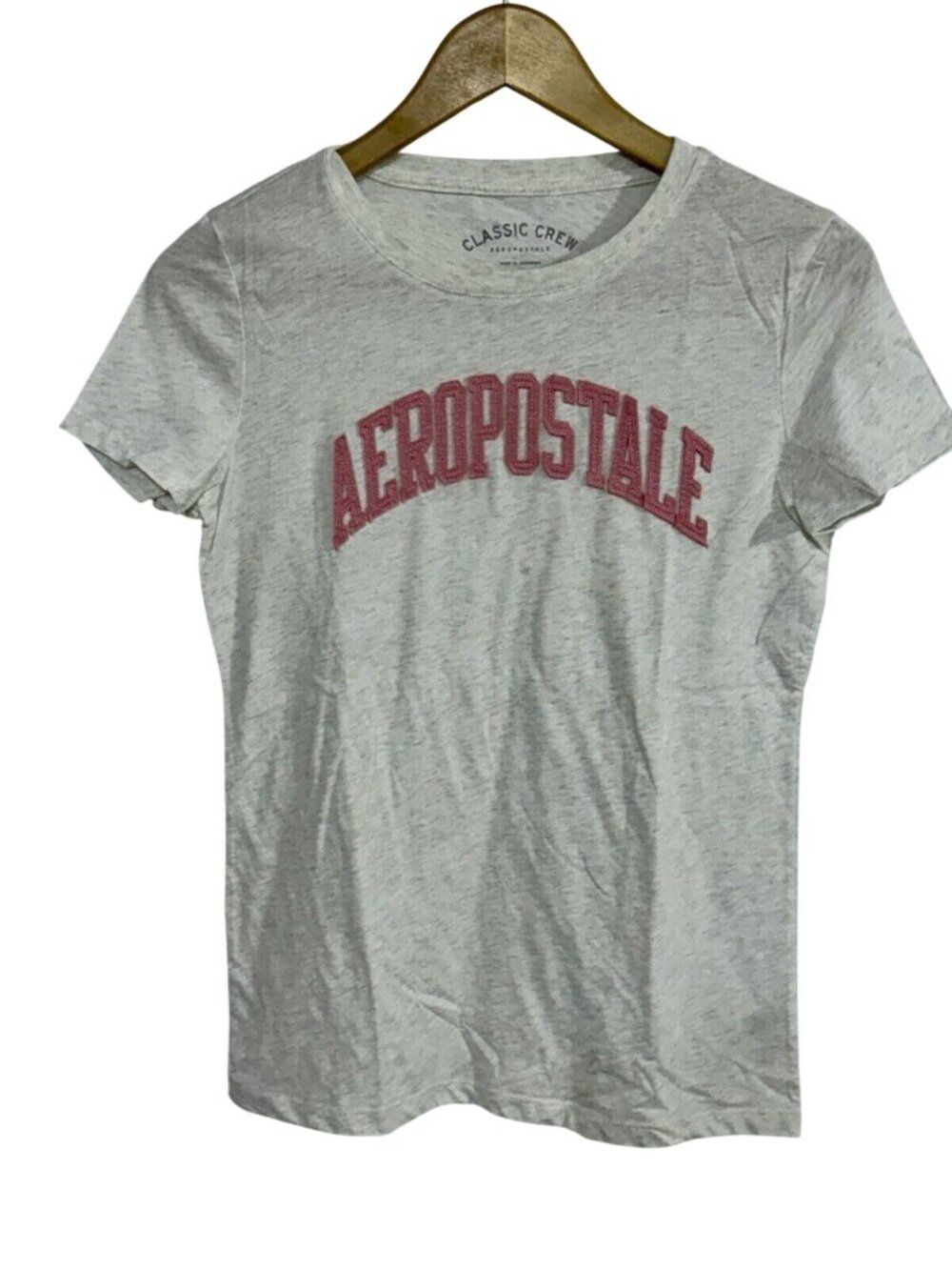 Aeropostale Womens Gray Classic Crew Tee With Red Logo Size L